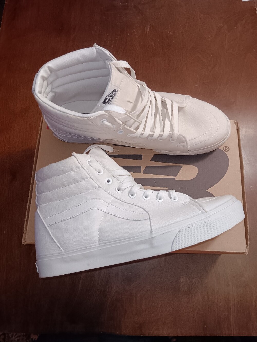 Vans Hi-Sk8 White High-Top Canvas Sneakers - Mens 12